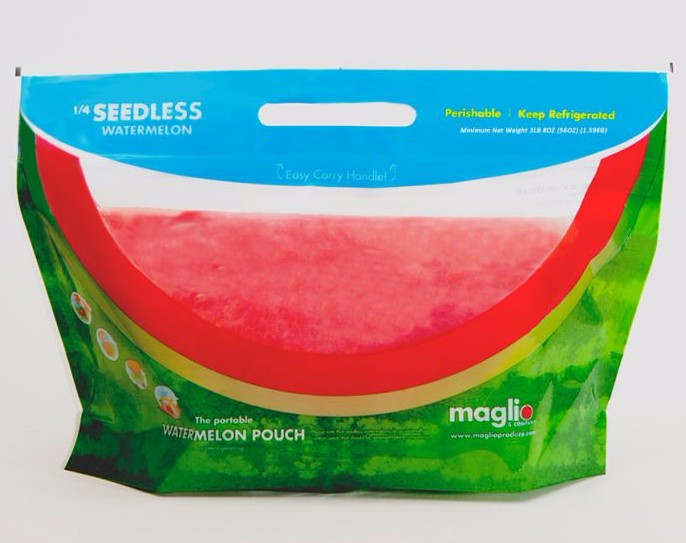 According to the andnowuknow website, the ‘ready-ripe watermelon pouch’ won the 2015 Innovation Award for Best New Packaging at United Fresh Produce Association trade show and has since been endorsed by America’s National Watermelon Association (NWA) for its ¼ sliced watermelon program.
