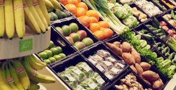 Fruits and vegetables at discount stores
