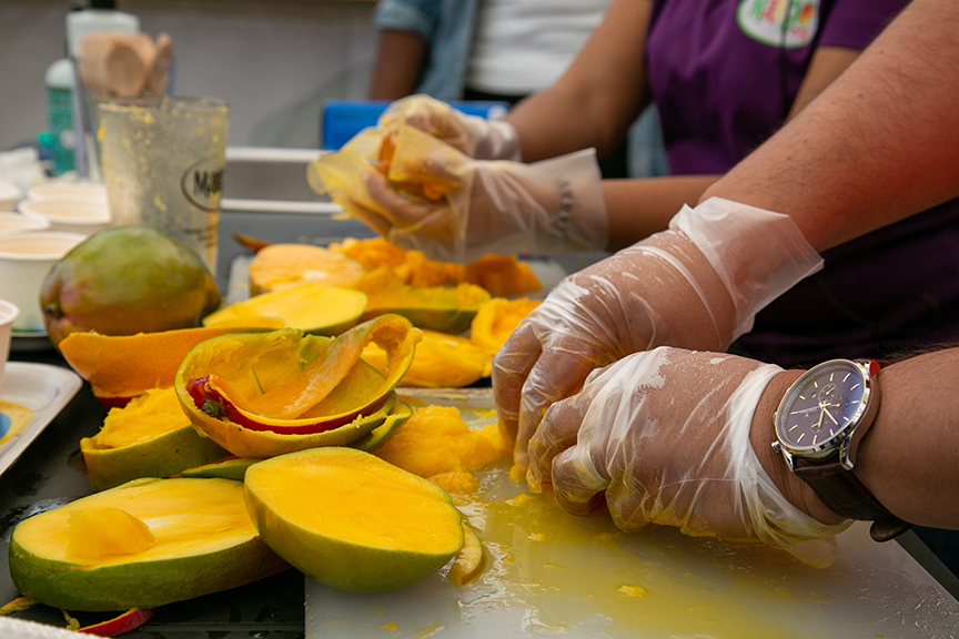 Mango Demonstration-Photo taken at the weekly USDA Farmers Market on 14 June 2019.