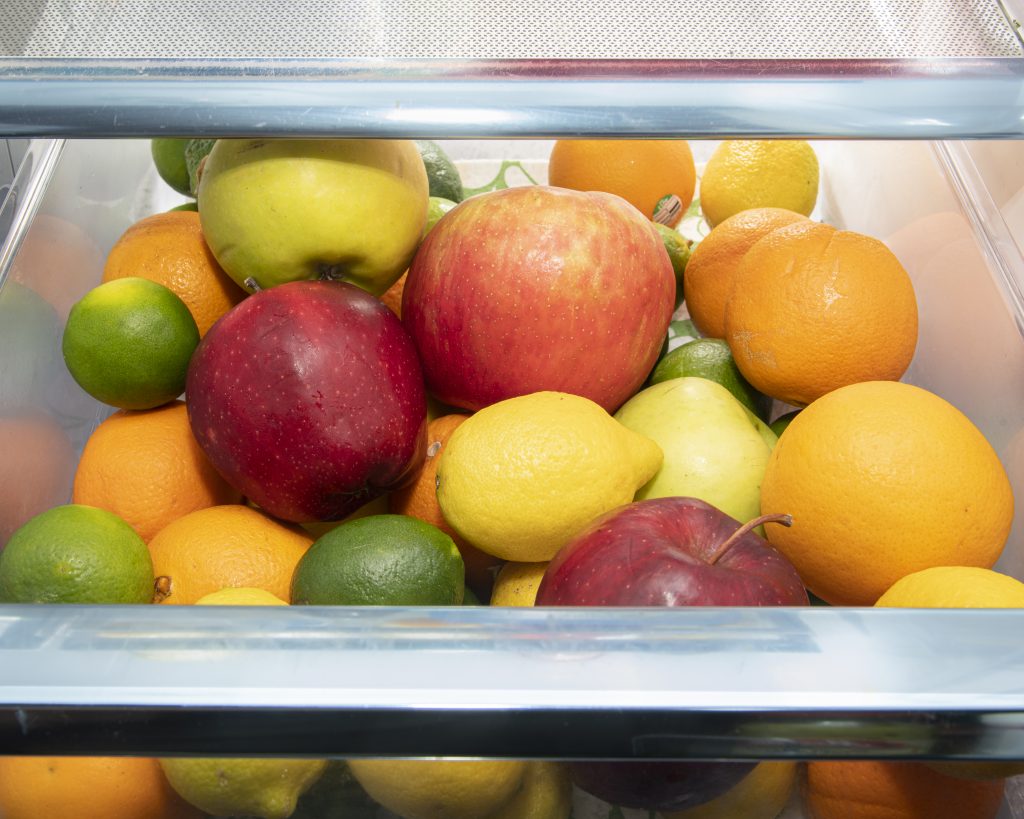 Many fruits are kept in the crisper drawer of a refrigerator. USDA photo, Lance Cheung