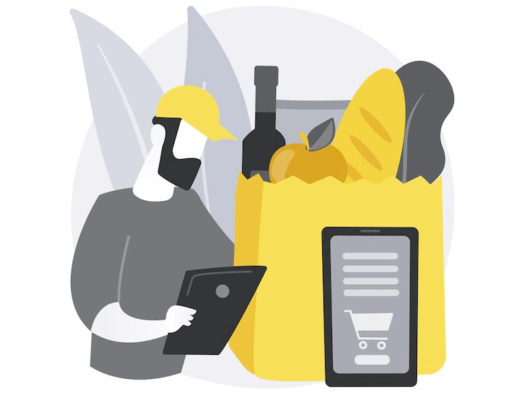 grocery pick up service. Concept illustration. Copyright: vectorjuice Freepik